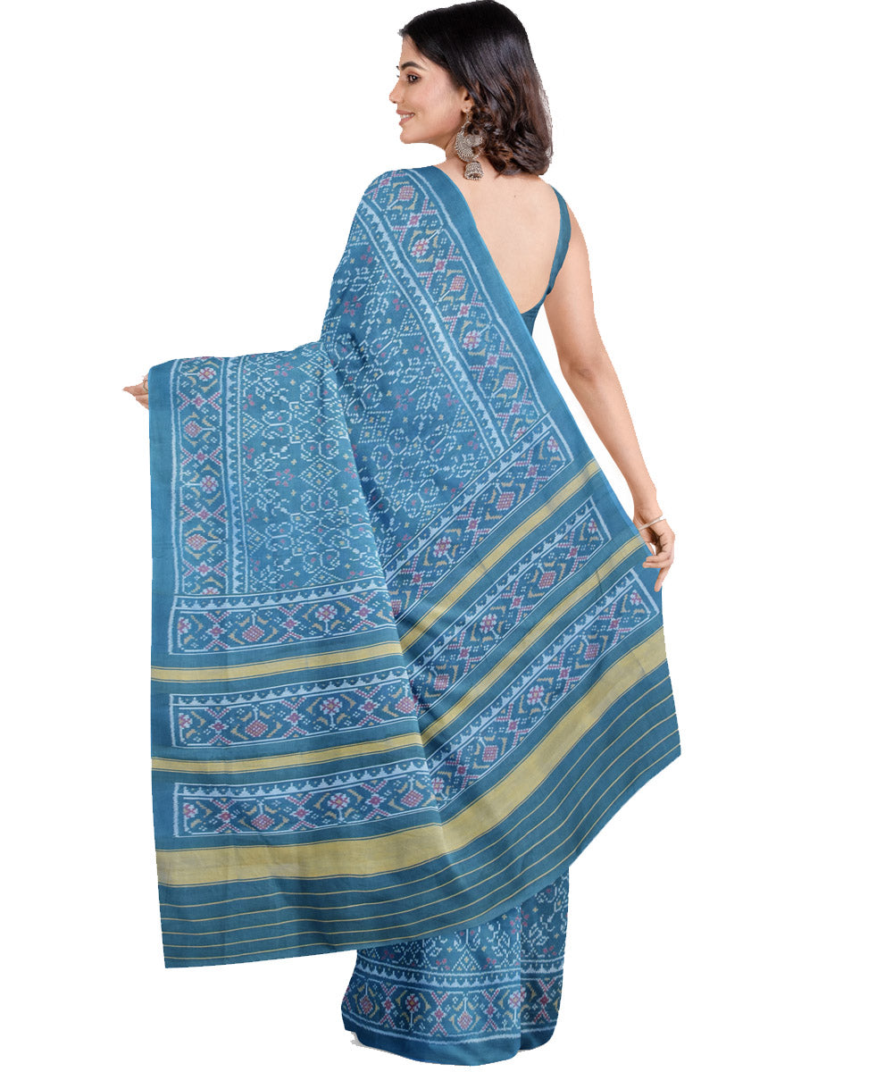 Blue handwoven cotton patola saree