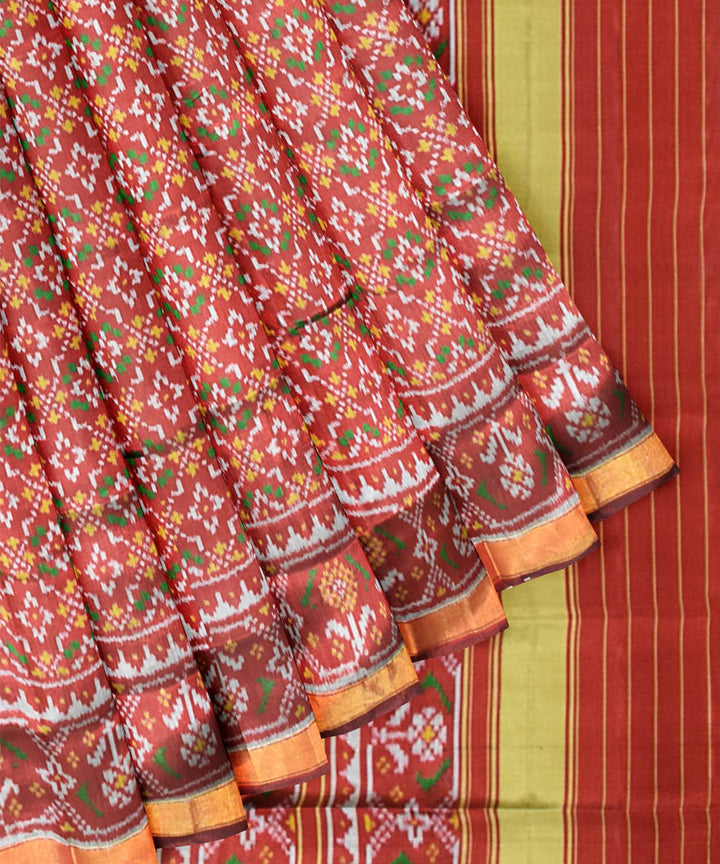 Red maroon silk handloom patola saree