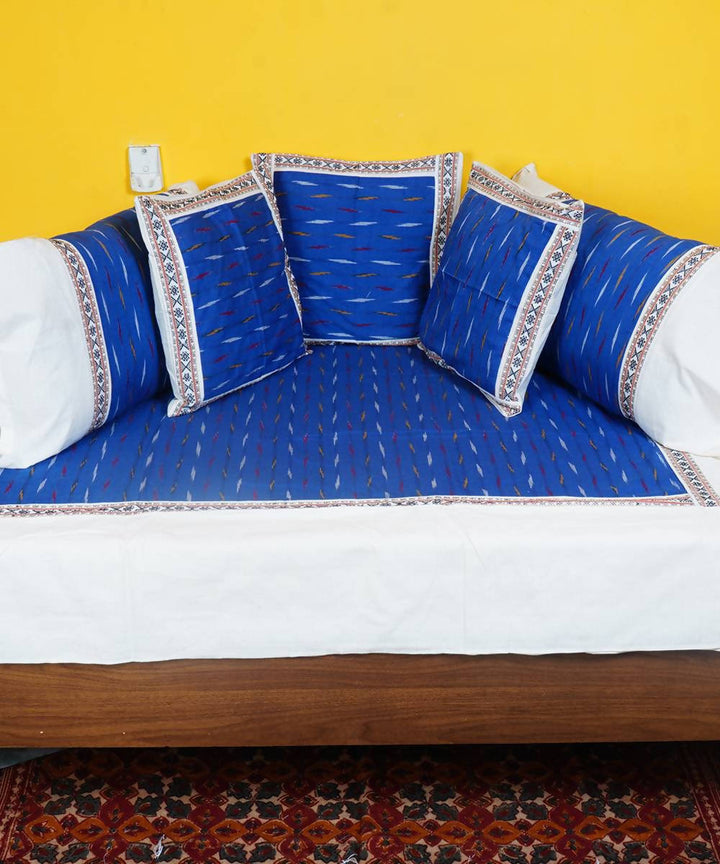 Dark Ink Blue Handloom Pochampally Diwan Set