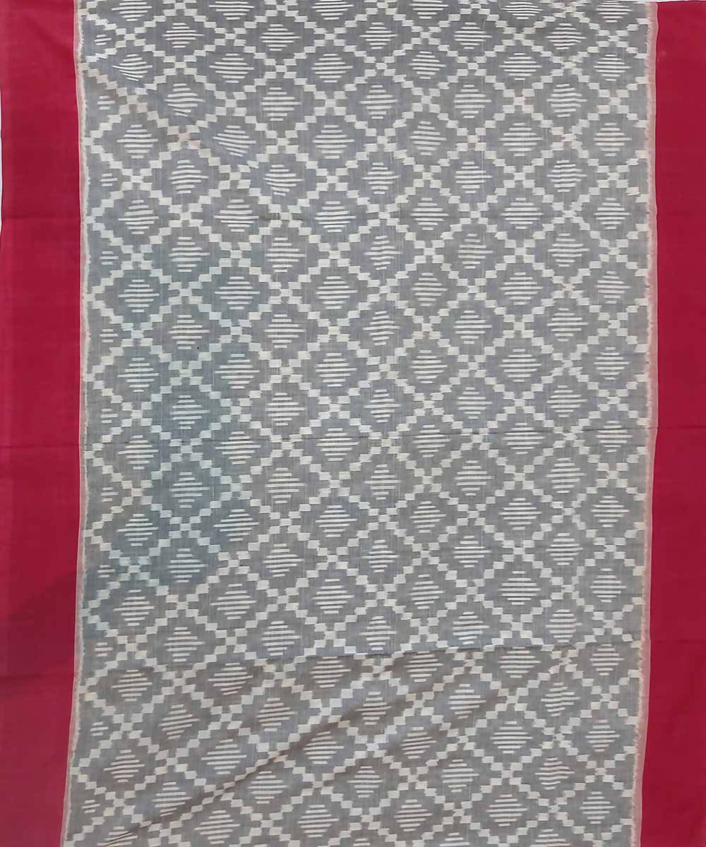 Grey with white handloom cotton ikat pochampally saree