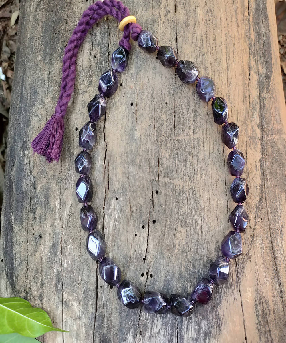 handcrafted gemstone amethyst violet necklace