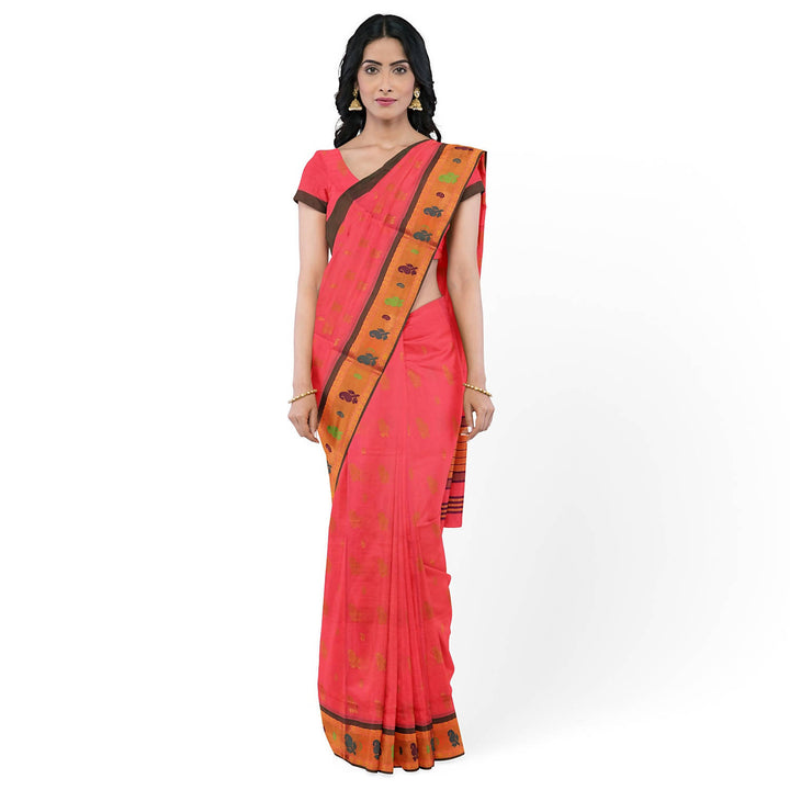 Light Pink handloom cotton venkatagiri saree