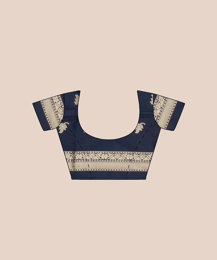 Navy blue handloom silk katan banarasi saree