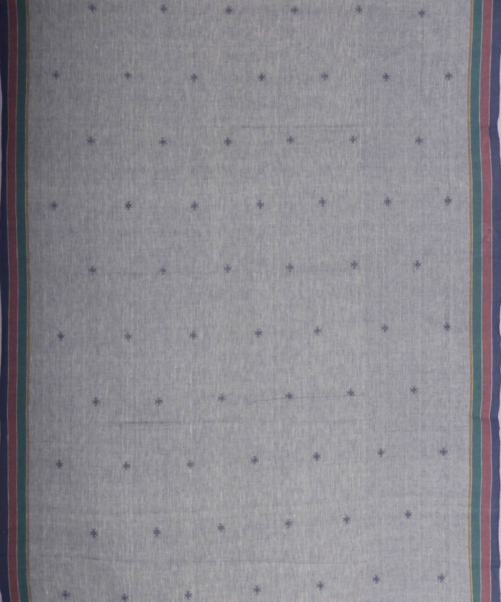 Pale blue handwoven kutchi weave kala cotton saree