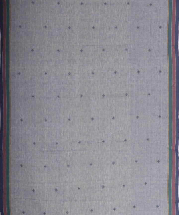 Pale blue handwoven kutchi weave kala cotton saree