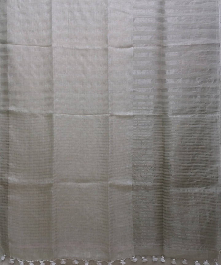 offwhite zari handwoven Linen Saree