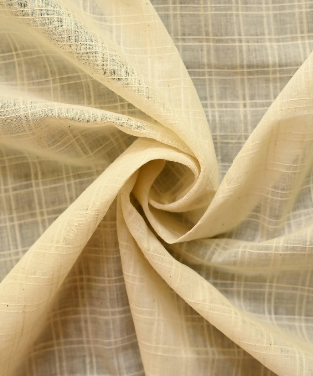 Dark beige checks handspun handwoven cotton fabric – GoSwadeshi