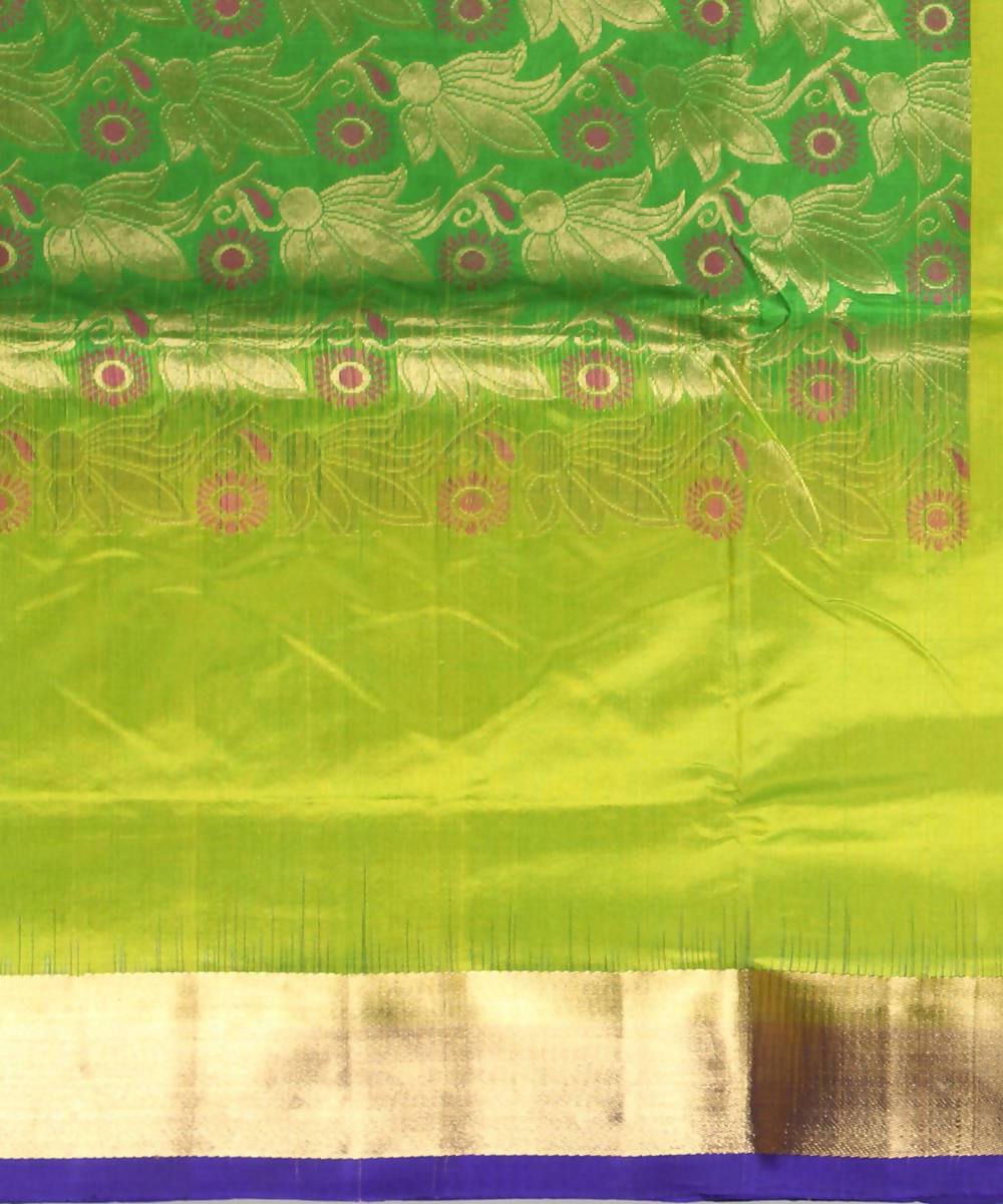 lime green and purple karnataka handwoven silk saree