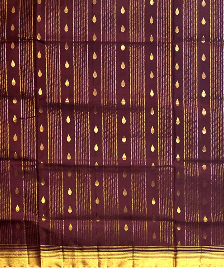 Black Brown Handloom Soft Silk Saree