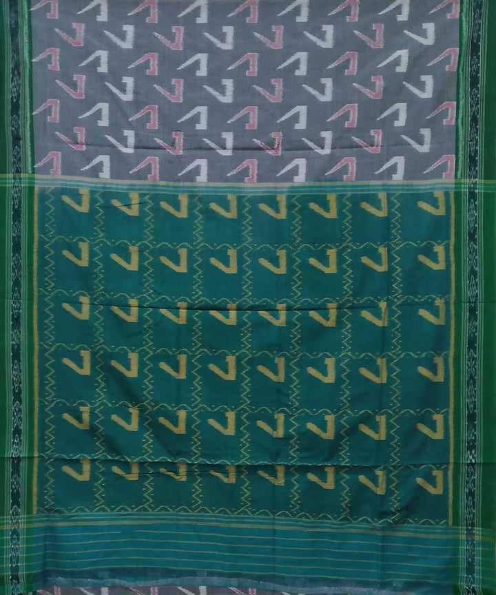 Aurometa isaurus green handwoven nuapatana ikat cotton saree