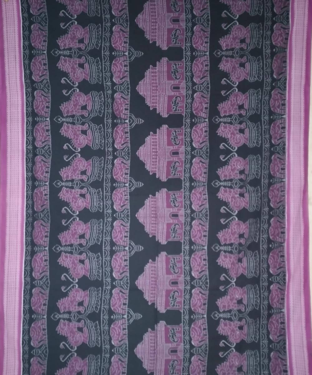 Black boysenberry handloom ikat cotton sambalpuri saree