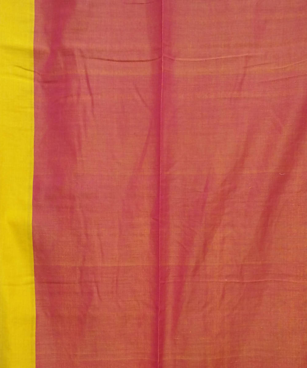 Pink Yellow Handwoven Handspun Cotton Saree