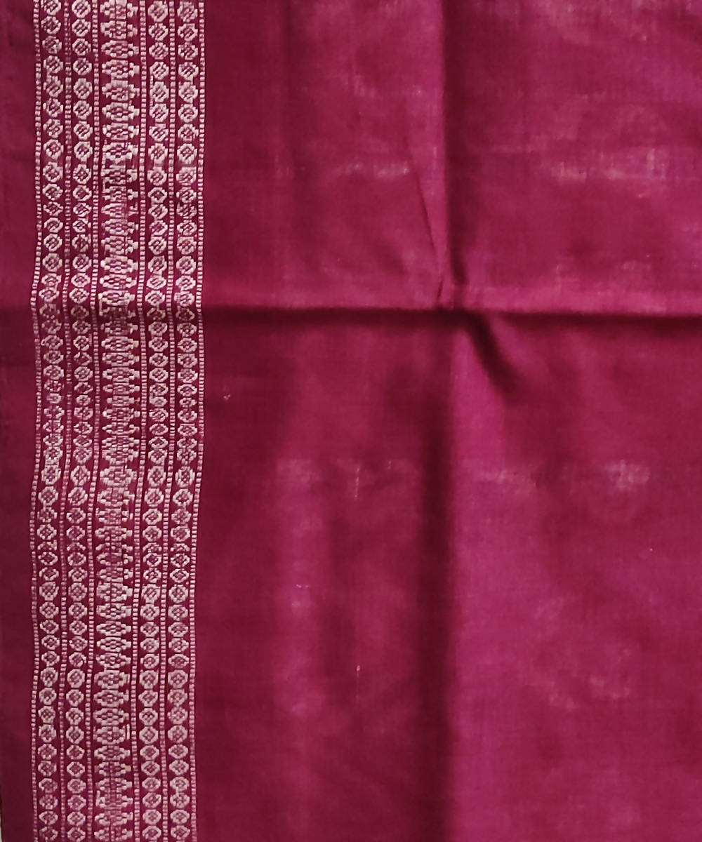 Grey and maroon cotton handwoven sambalpuri saree
