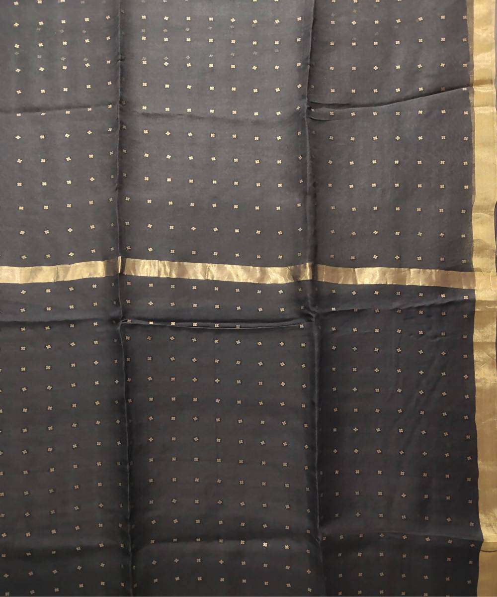 Black handwoven resham silk sequin saree