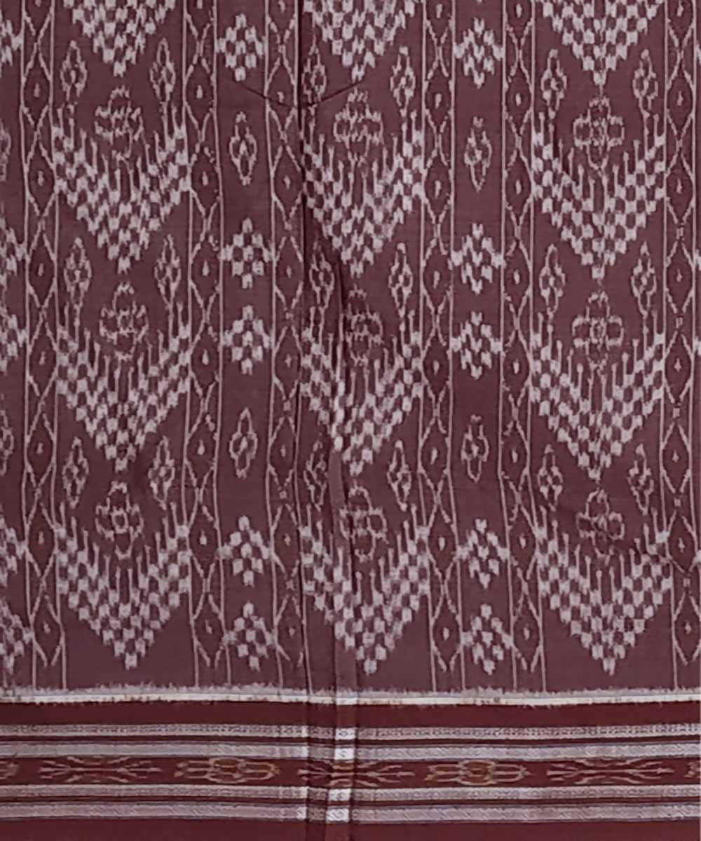 Mahogany brown handwoven cotton ikat nuapatna saree