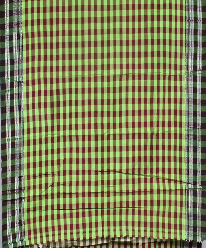 green maroon checks handwoven gomi teni border ilkal saree