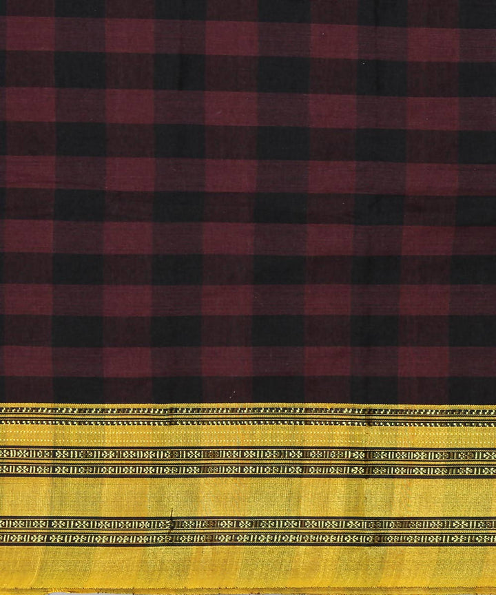 maroon black checks handwoven gomi teni border ilkal saree