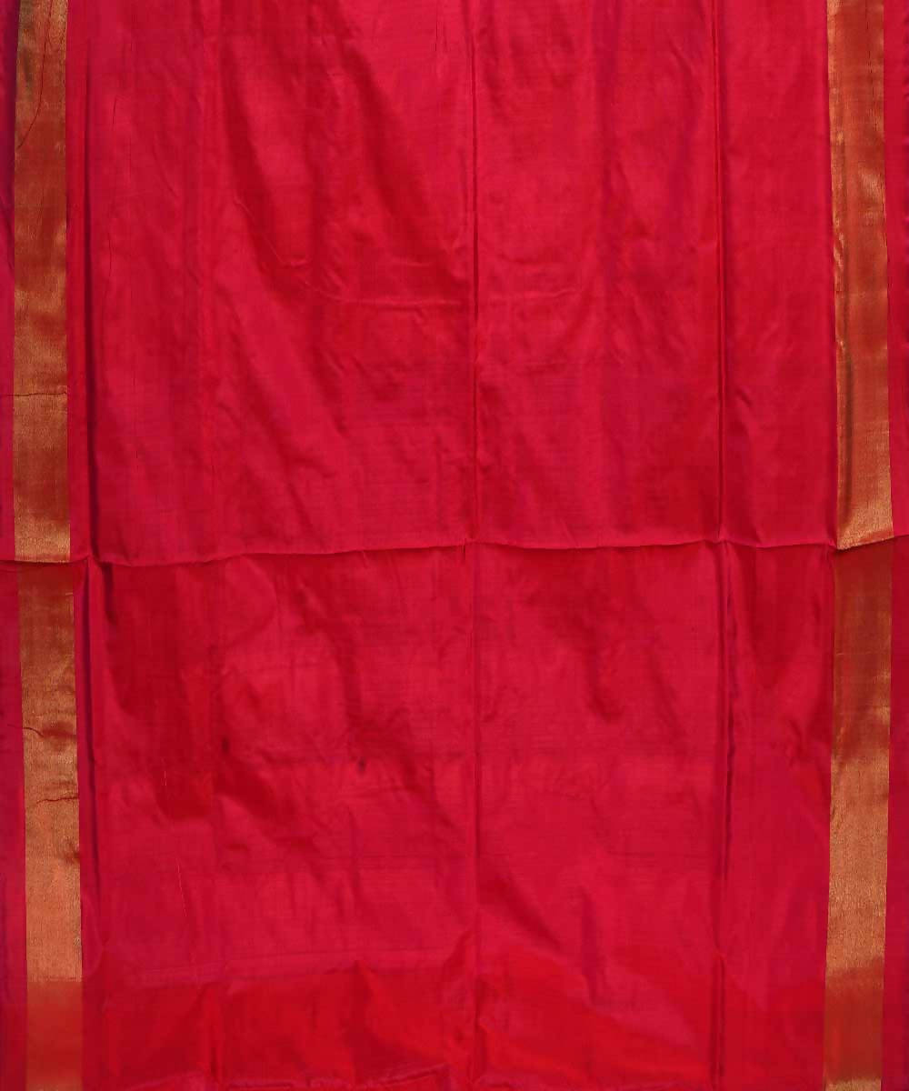 Dark red handloom silk ikat pochampally saree