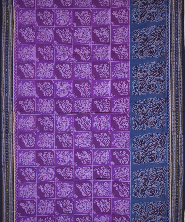 Violet handwoven cotton ikat sambalpuri saree