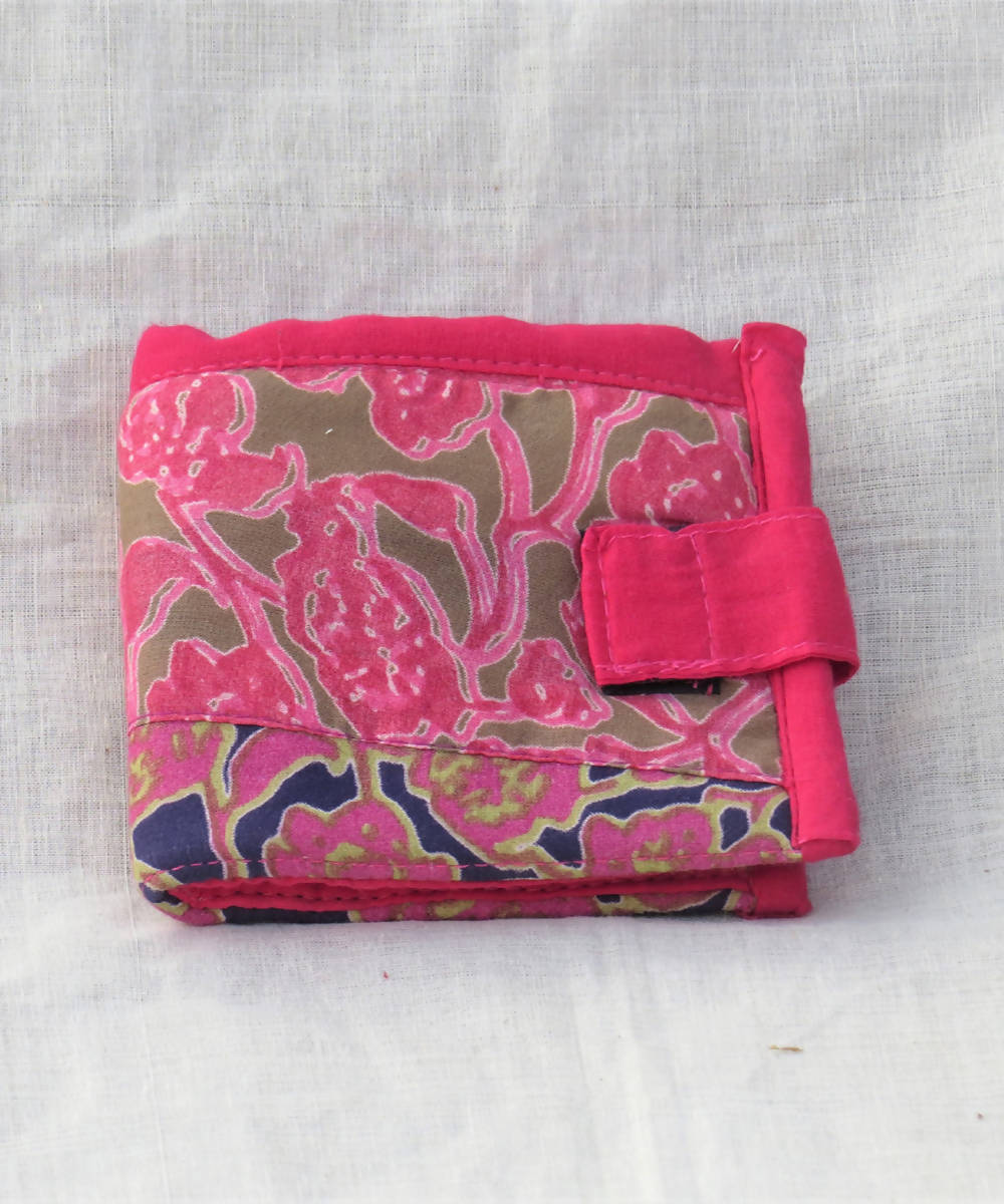 Pink handmade cotton wallet
