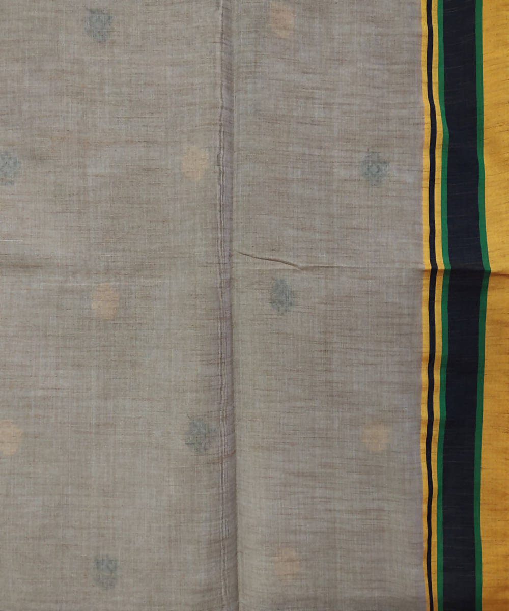 Beige handwoven handspun cotton saree