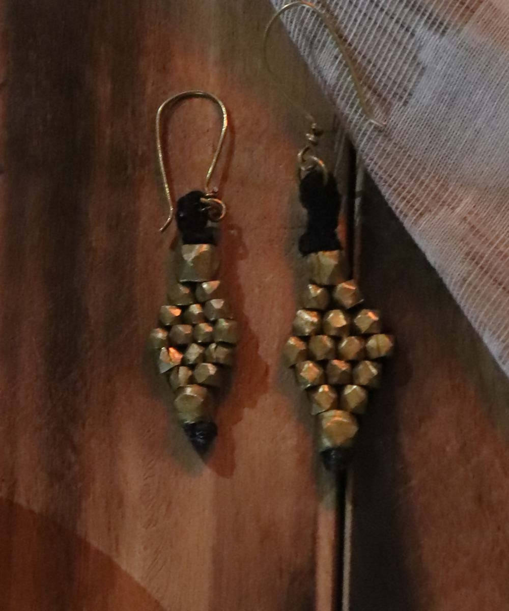 handcrafted dhokra brass bead earrings