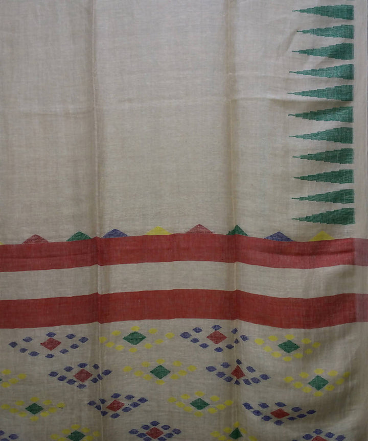 Handwoven bengal jamdani linen beige saree