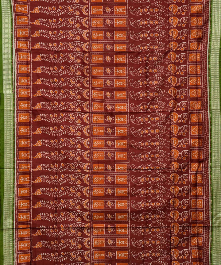 Cadmium orange Bulgarian rose ikat silk handloom sambalpuri saree