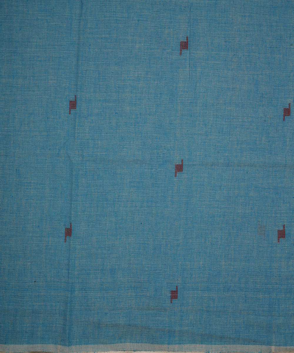 0.4m Light blue handwoven cotton jamdani fabric