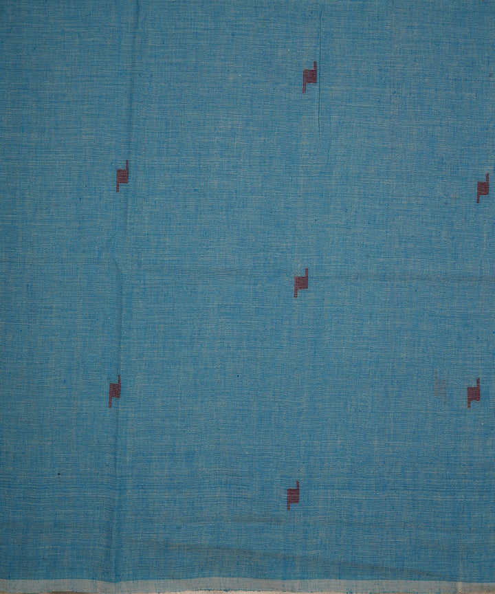 0.4m Light blue handwoven cotton jamdani fabric