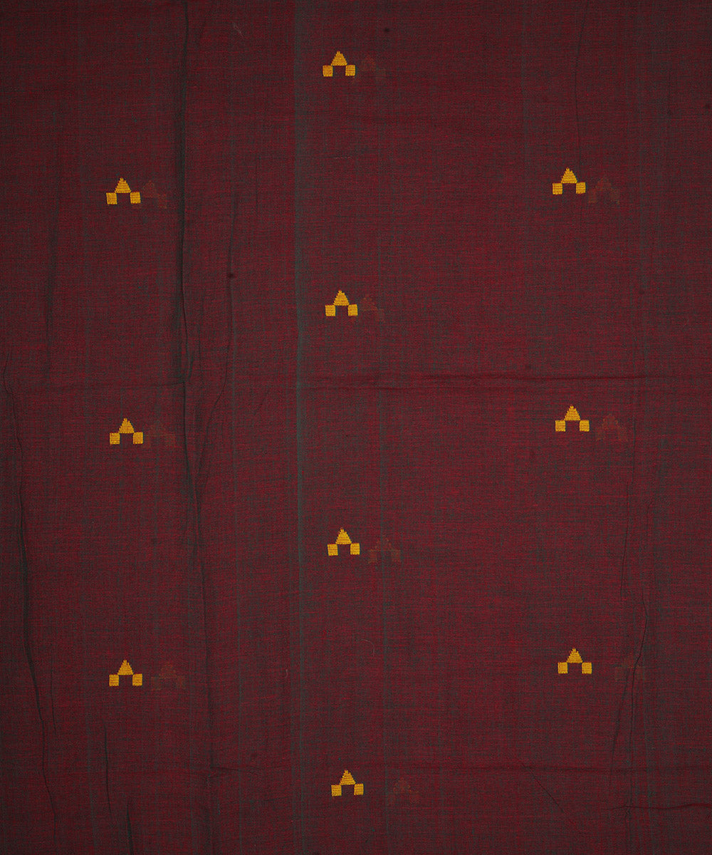 Red green handwoven cotton jamdani fabric