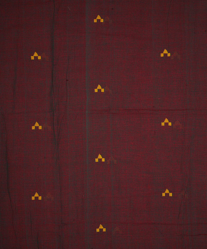 Red green handwoven cotton jamdani fabric