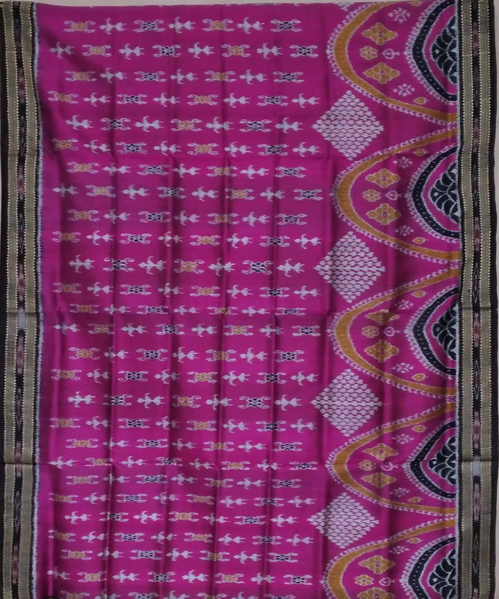 Magenta and black handwoven silk khandua saree