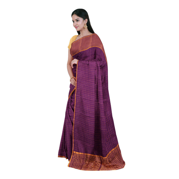 Purple handloom cotton venkatagiri saree