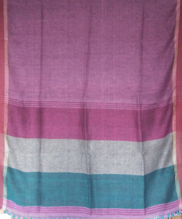 Light violet bengal handwoven linen saree