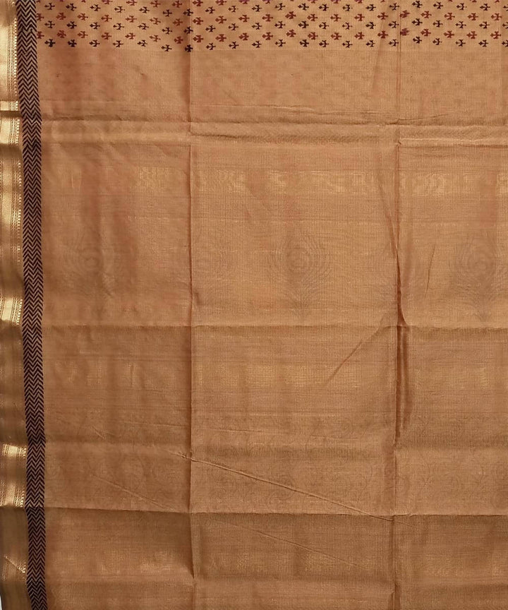 Coconut brown handwoven cotton silk maheshwari saree
