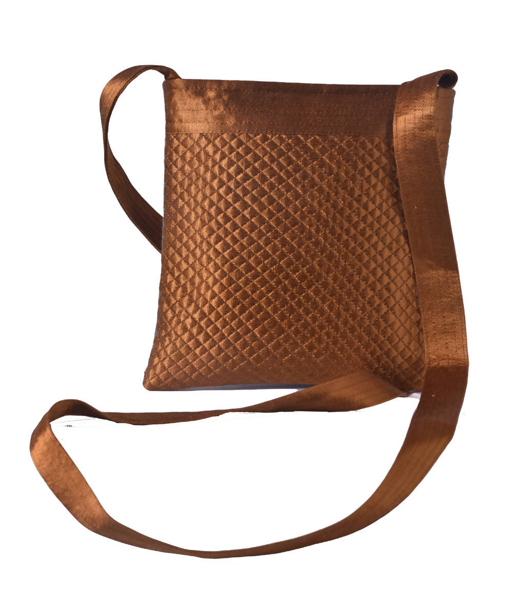 Rust hand embroidery mashroo cross body bag