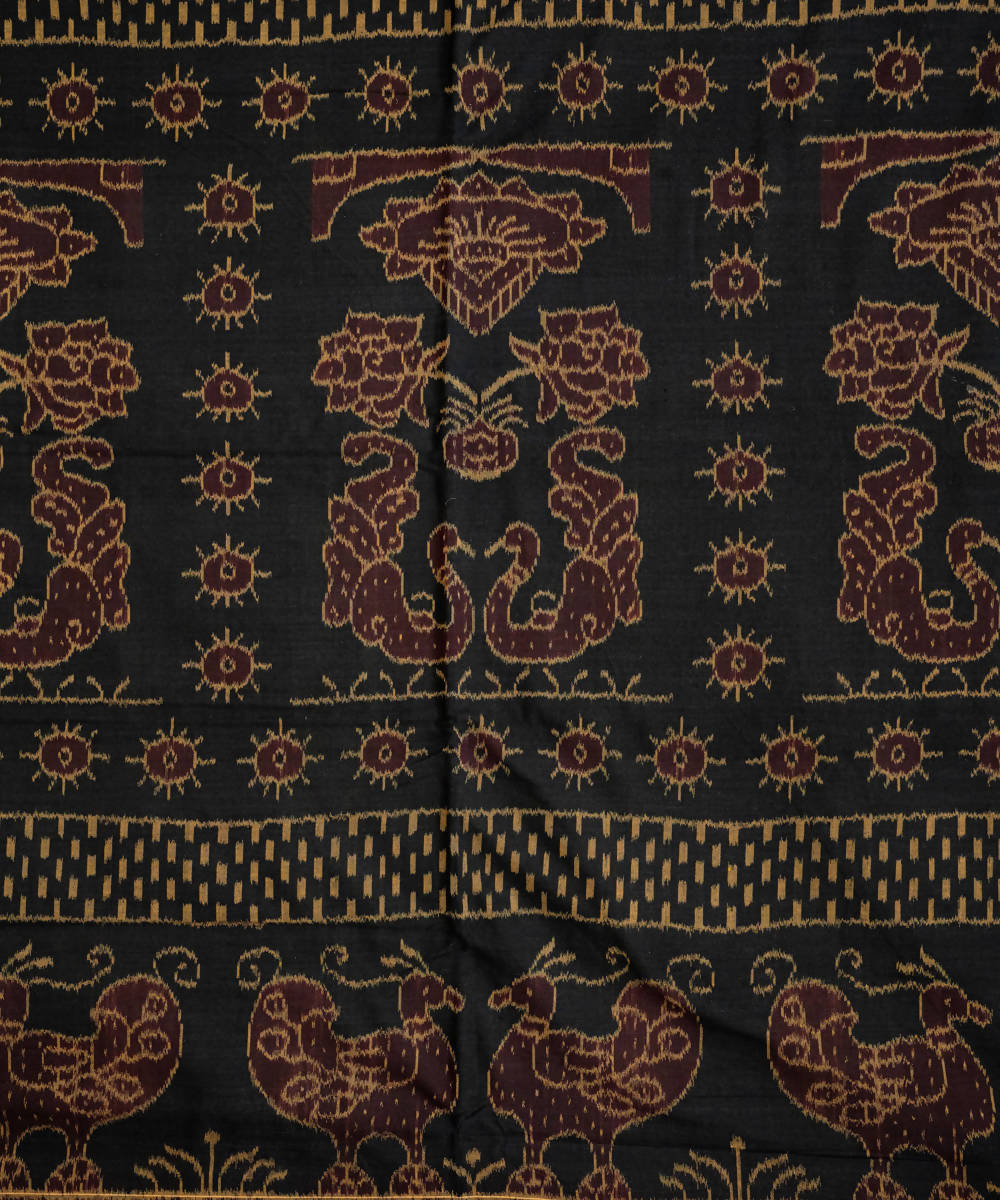 Black bulgarian rose handloom cotton sambalpuri saree