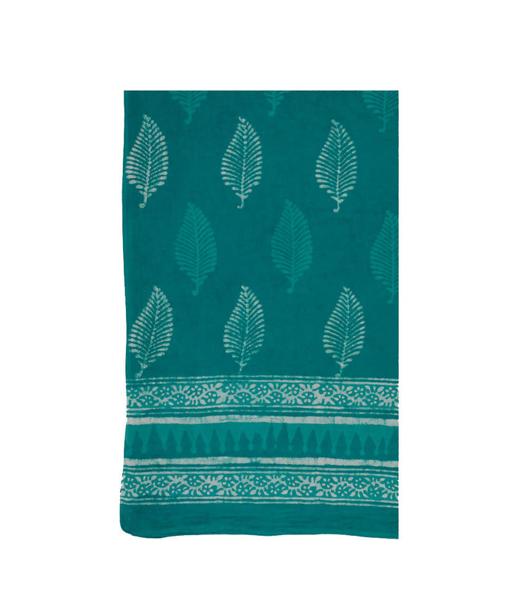 Dabu handblock print bottle green mul cotton stole