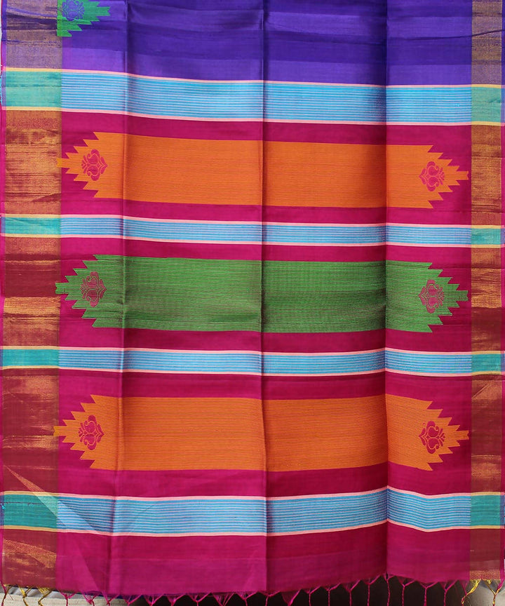 double shaded lavender blue karnataka handwoven silk saree