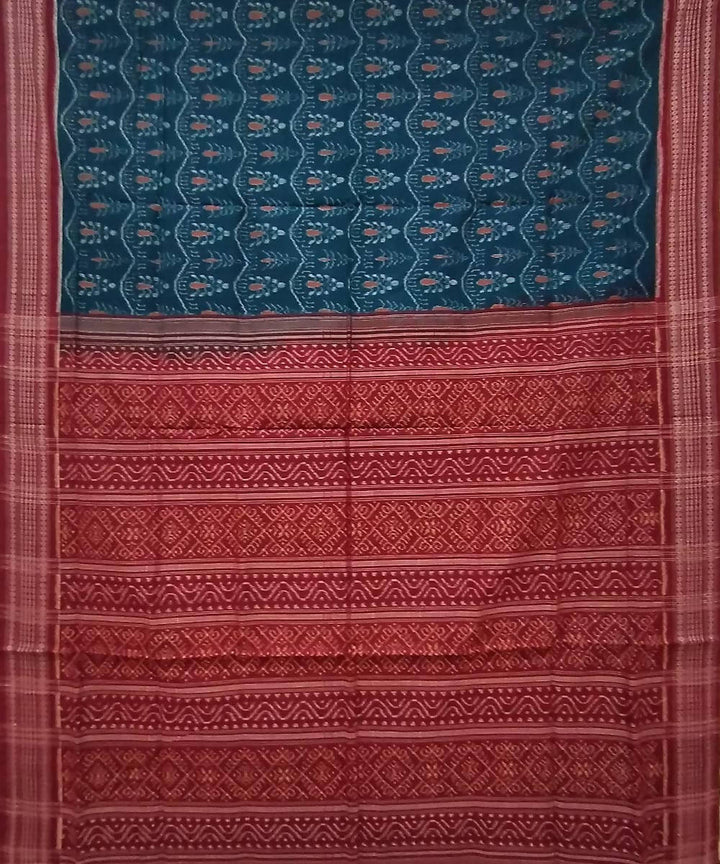 Multicolour red handwoven cotton sambalpuri saree