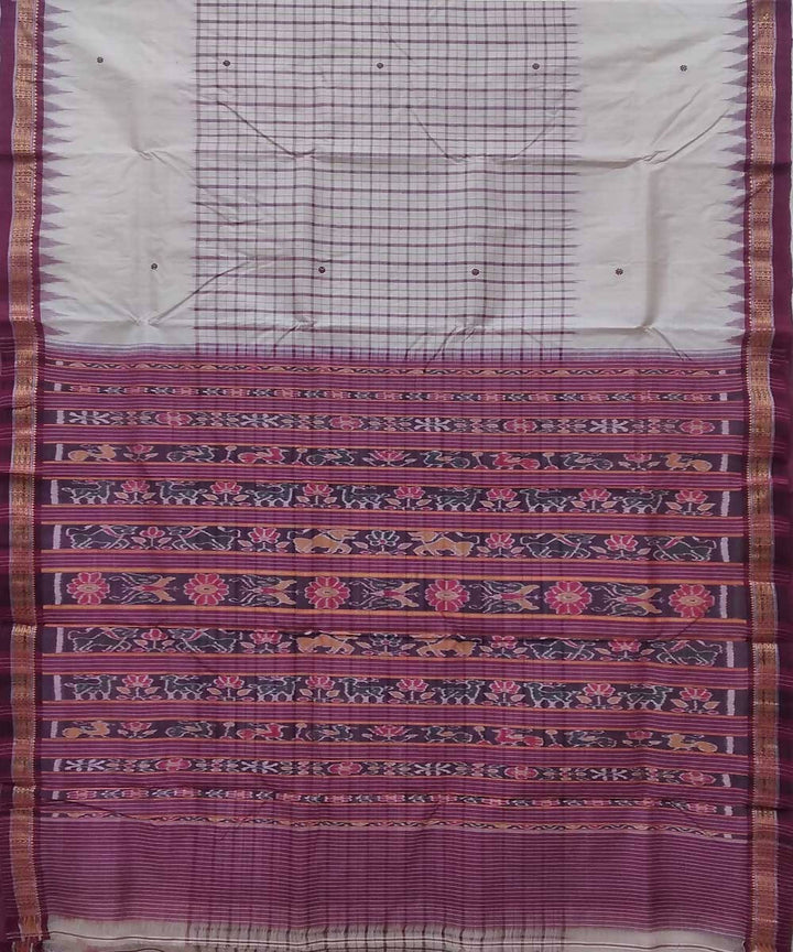 Offwhite bulgarian rose handwoven tussar silk saree