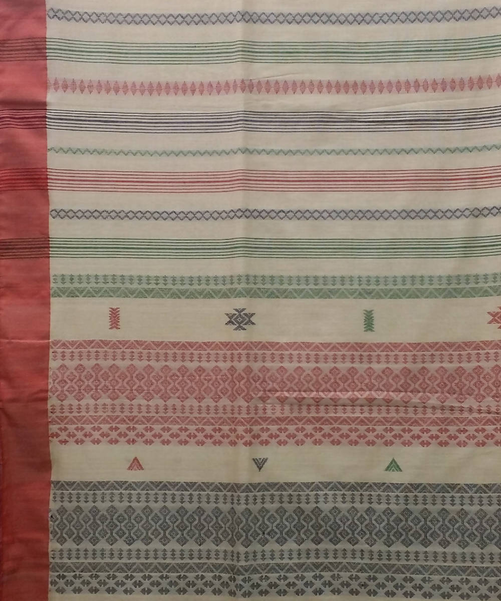 Bengal Beige Multicolor Handloom Cotton Saree