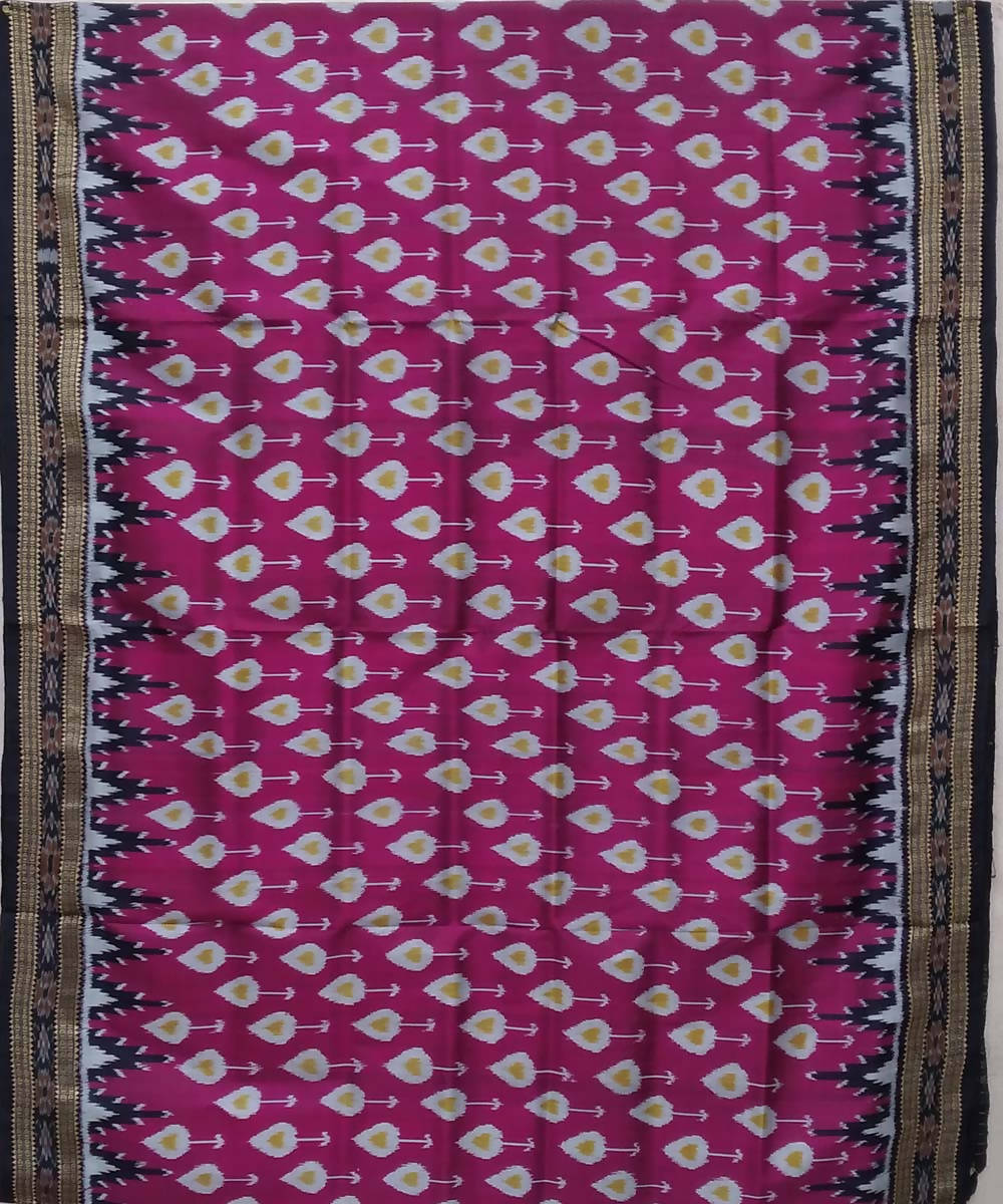 Magenta purple and off white handwoven silk khandua saree