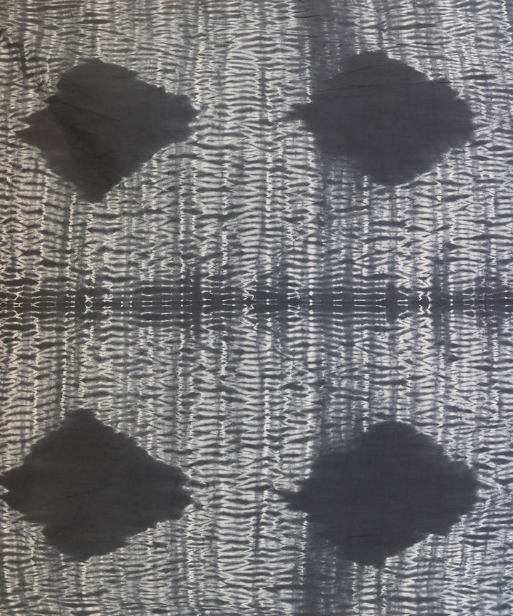 Grey white shibori tie dye printed cotton fabric