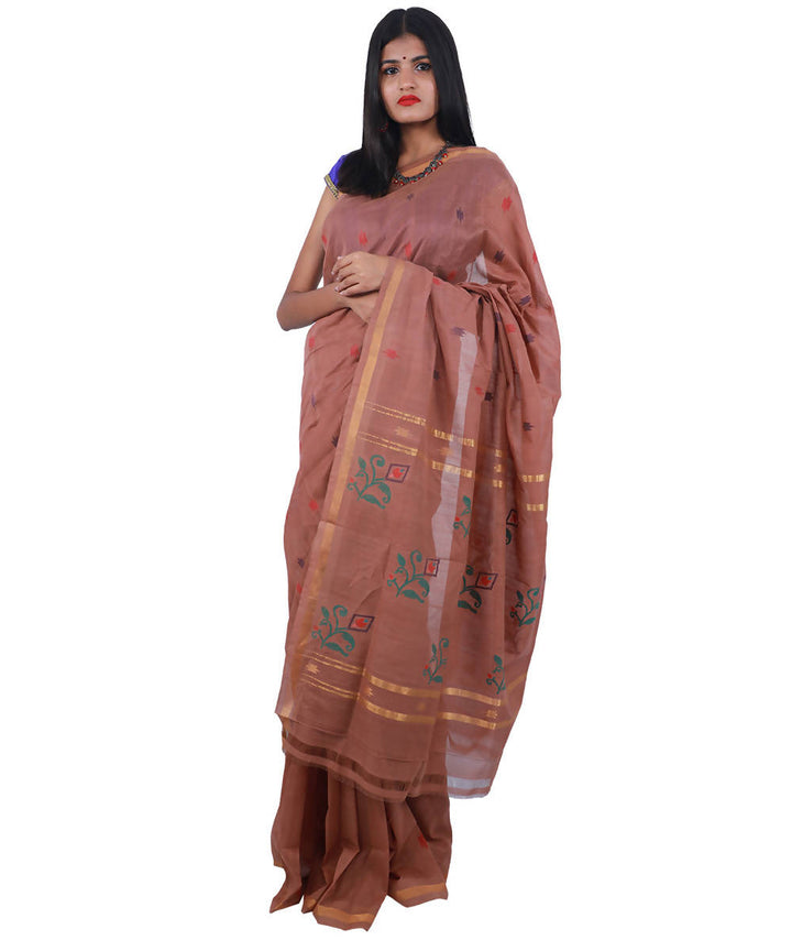 Brown colour uppada handloom cotton saree