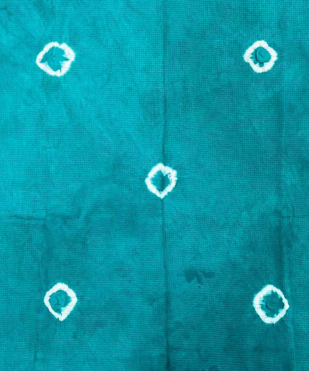 Teal green hand woven tie dye cotton waffle weave towel