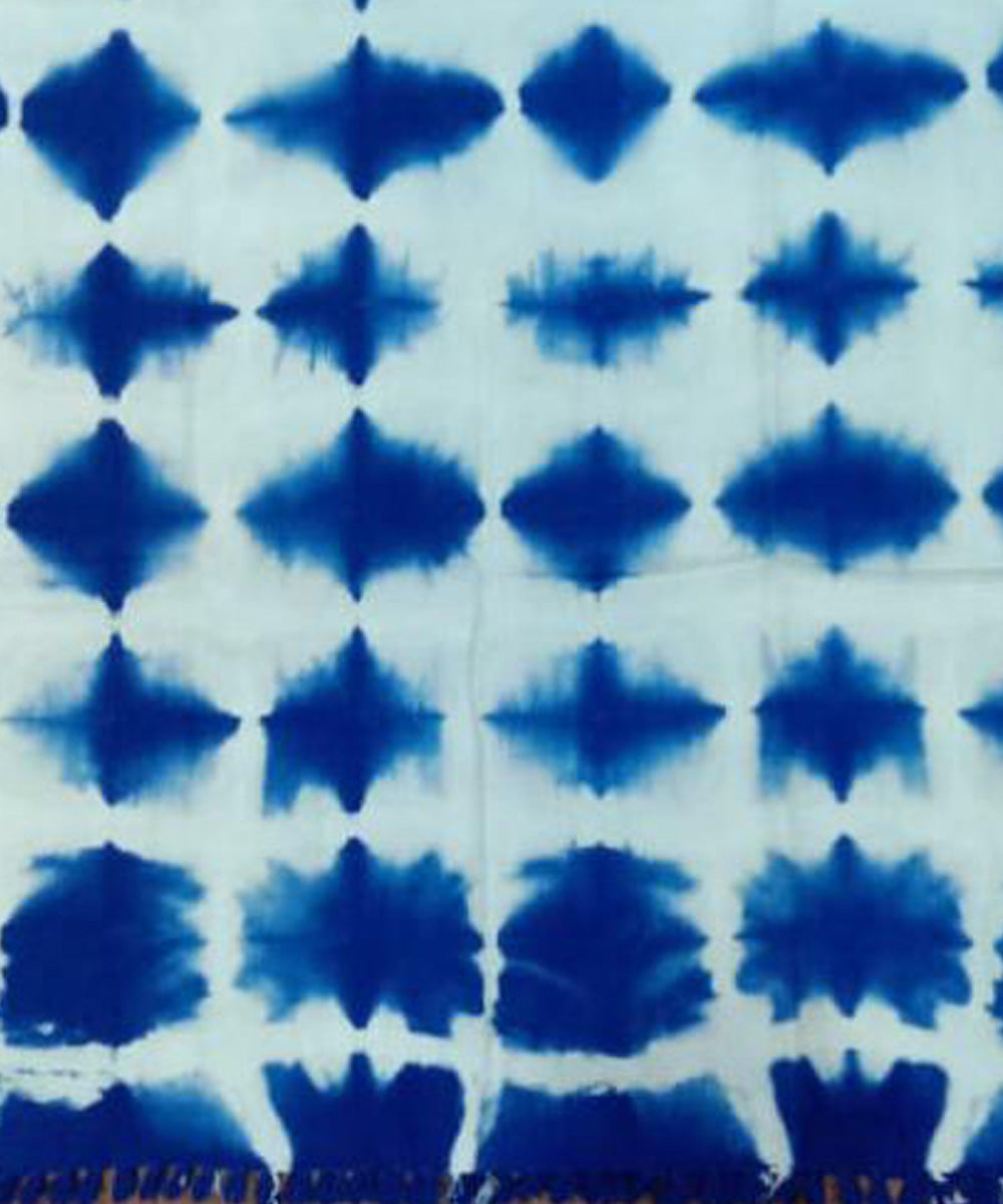 Blue handwoven tie dye cotton waffle weave towel