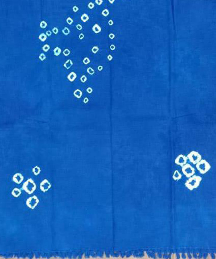 Blue hand woven tie dye cotton waffle weave towel