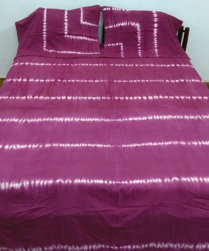Dark pink handcrafted tie dye cotton double bedsheet